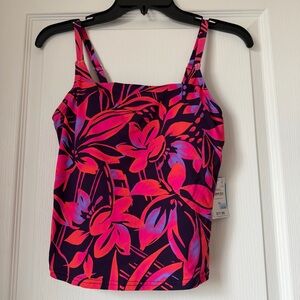 New Women’s Land’s End Pink Floral Square Neck Tankini